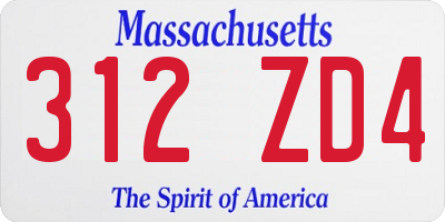 MA license plate 312ZD4