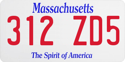 MA license plate 312ZD5