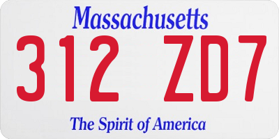 MA license plate 312ZD7