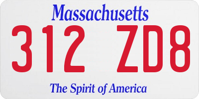 MA license plate 312ZD8