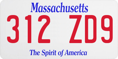 MA license plate 312ZD9