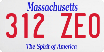 MA license plate 312ZE0