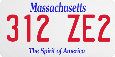 MA license plate 312ZE2