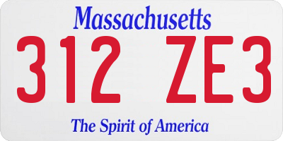 MA license plate 312ZE3