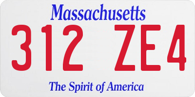 MA license plate 312ZE4
