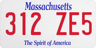 MA license plate 312ZE5