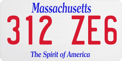 MA license plate 312ZE6