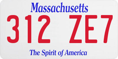 MA license plate 312ZE7