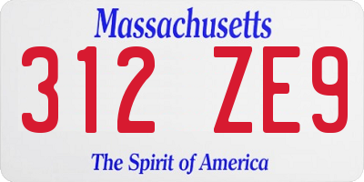 MA license plate 312ZE9