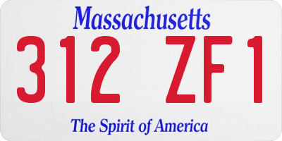 MA license plate 312ZF1