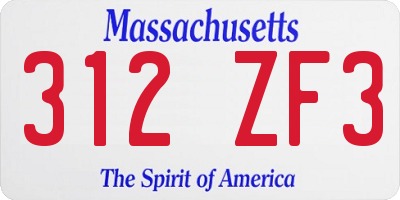 MA license plate 312ZF3