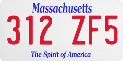 MA license plate 312ZF5