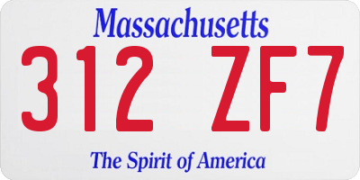 MA license plate 312ZF7