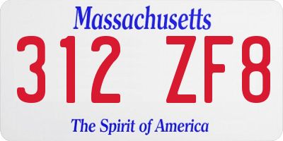MA license plate 312ZF8