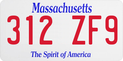 MA license plate 312ZF9