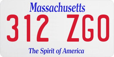 MA license plate 312ZG0