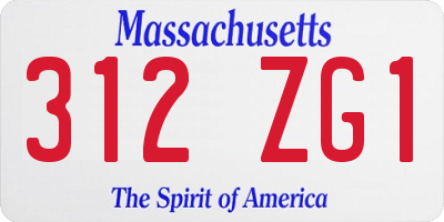 MA license plate 312ZG1