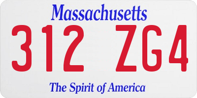 MA license plate 312ZG4