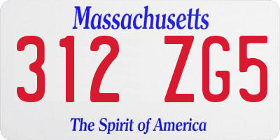 MA license plate 312ZG5