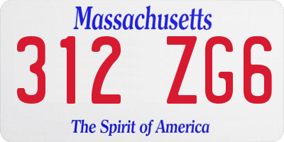 MA license plate 312ZG6