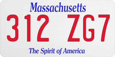 MA license plate 312ZG7