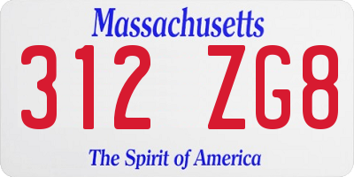MA license plate 312ZG8