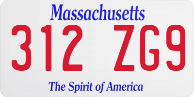 MA license plate 312ZG9