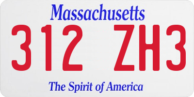 MA license plate 312ZH3