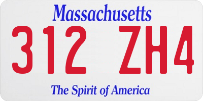 MA license plate 312ZH4
