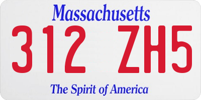 MA license plate 312ZH5