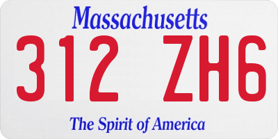 MA license plate 312ZH6