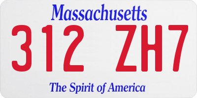 MA license plate 312ZH7