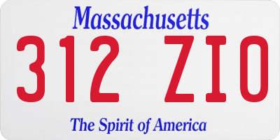 MA license plate 312ZI0