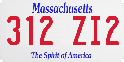 MA license plate 312ZI2