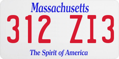 MA license plate 312ZI3