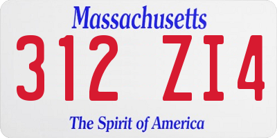 MA license plate 312ZI4