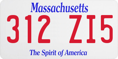 MA license plate 312ZI5