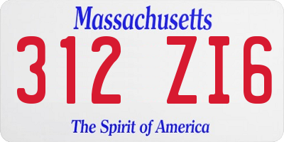 MA license plate 312ZI6