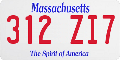 MA license plate 312ZI7