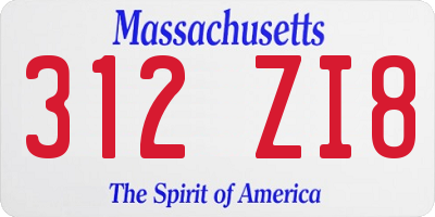 MA license plate 312ZI8