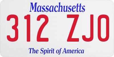 MA license plate 312ZJ0