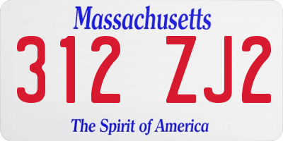 MA license plate 312ZJ2