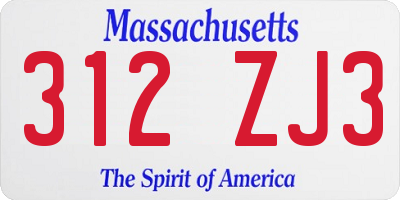 MA license plate 312ZJ3