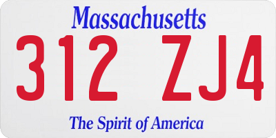 MA license plate 312ZJ4