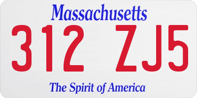 MA license plate 312ZJ5
