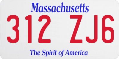 MA license plate 312ZJ6