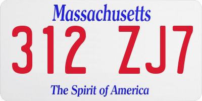 MA license plate 312ZJ7