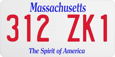 MA license plate 312ZK1