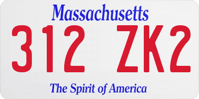 MA license plate 312ZK2