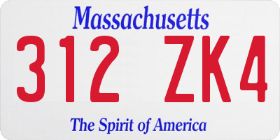 MA license plate 312ZK4